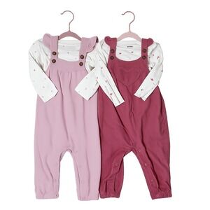 Carter's Just One You 9M Baby Girl Corduroy Waffle Knit Overalls Outfits Lot 2